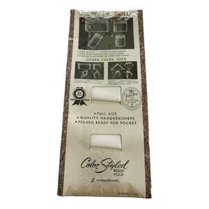 Vintage Fine-tex Color Styled Ready Fold Handkerchiefs Set of 3 Initial R New